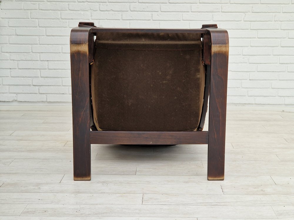 Brown Leather Lounge Chair by Ake Fribytter for Nelo Sweden, 1970s