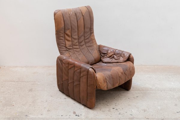 Brown Leather Patchwork Lounge Chair from de Sede, 1970s-KL-1030013