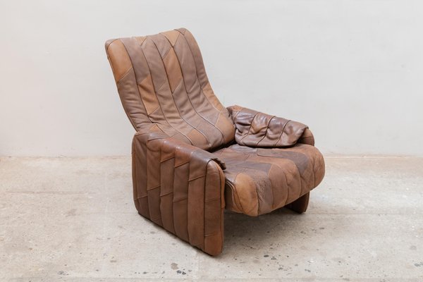 Brown Leather Patchwork Lounge Chair from de Sede, 1970s-KL-1030013