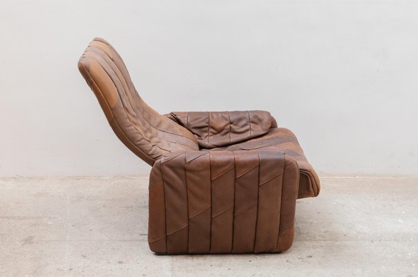 Brown Leather Patchwork Lounge Chair from de Sede, 1970s-KL-1030013