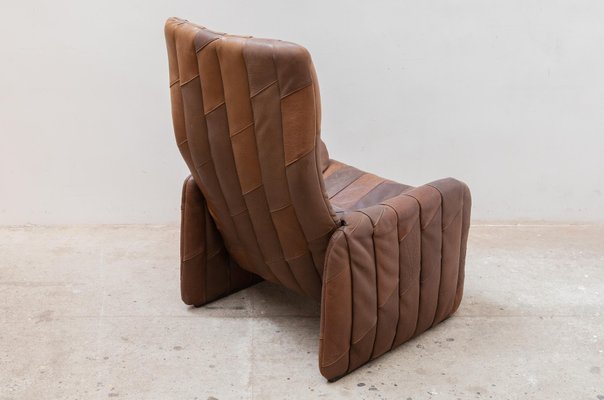 Brown Leather Patchwork Lounge Chair from de Sede, 1970s-KL-1030013