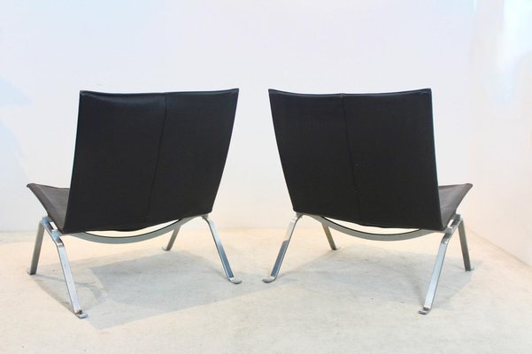 Brown Leather PK22 Chairs by Poul Kjærholm for Fritz Hansen, Set of 2-MO-1329333