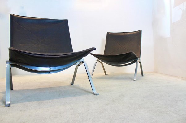 Brown Leather PK22 Chairs by Poul Kjærholm for Fritz Hansen, Set of 2-MO-1329333