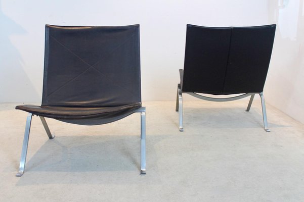 Brown Leather PK22 Chairs by Poul Kjærholm for Fritz Hansen, Set of 2-MO-1329333