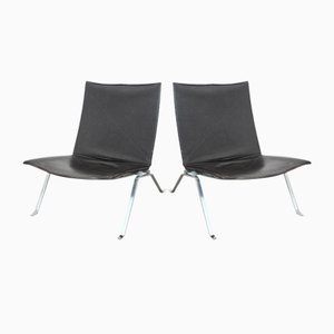 Brown Leather PK22 Chairs by Poul Kjærholm for Fritz Hansen, Set of 2-MO-1329333