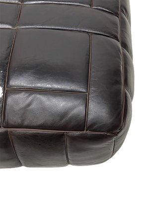 Brown Leather Pouf-UCH-1224217