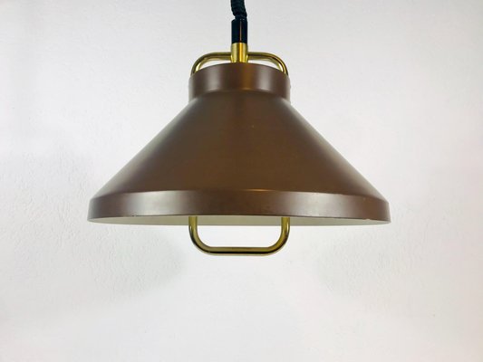 Brown Metal and Brass Pendant Lamp by Jo Hammerborg for Fog and Morup, 1970s-PUK-617954