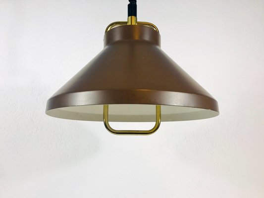 Brown Metal and Brass Pendant Lamp by Jo Hammerborg for Fog and Morup, 1970s-PUK-617954