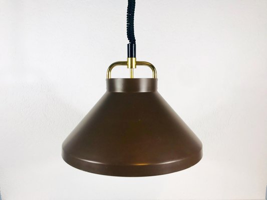 Brown Metal and Brass Pendant Lamp by Jo Hammerborg for Fog and Morup, 1970s-PUK-617954