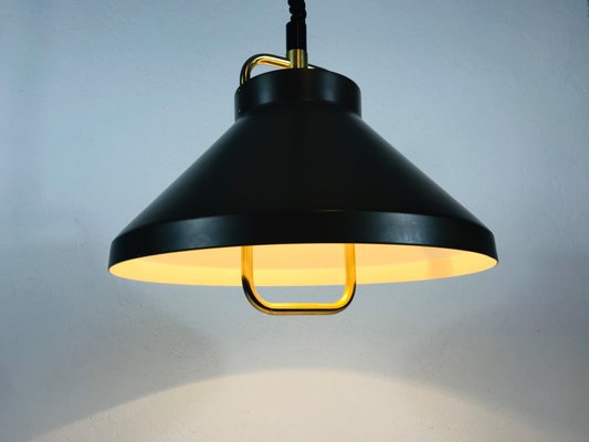 Brown Metal and Brass Pendant Lamp by Jo Hammerborg for Fog and Morup, 1970s-PUK-617954