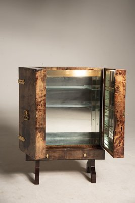 Brown Parchment & Brass Dry Bar by Aldo Tura, 1950s-XDW-1759749