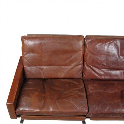 Brown Patinated Leather Pk-31/3 Sofa by Poul Kjærholm, 1970s-MTD-1400832