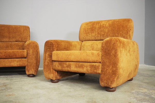 Brown Sofa and Armchair Group, 1970s, Set of 3-KNM-1284114