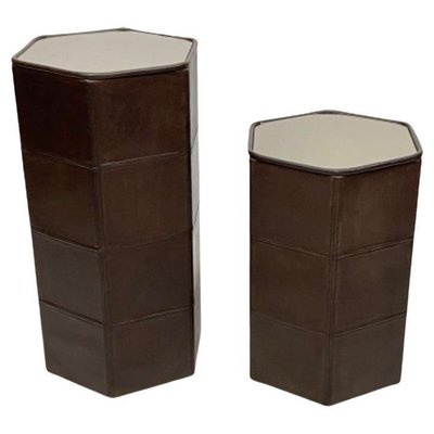 Brown Stitched Leather Side Tables from De Sede, Set of 2-UCH-1224893