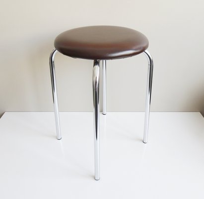 Brown Stool with Chrome Frame, 1970s-BLG-1319910