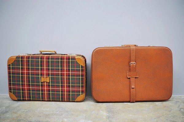 Brown Suitcases, 1950s, Set of 2-KNM-1001252