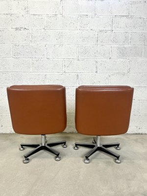 Brown Swivel Lounge Chairs, 1980s, Set of 2-AXR-1721675