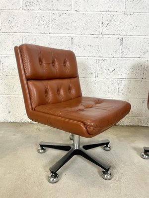 Brown Swivel Lounge Chairs, 1980s, Set of 2-AXR-1721675