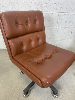 Brown Swivel Lounge Chairs, 1980s, Set of 2-AXR-1721675