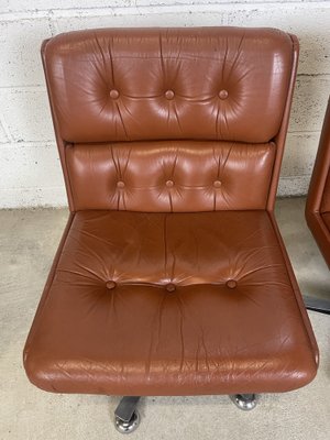 Brown Swivel Lounge Chairs, 1980s, Set of 2-AXR-1721675