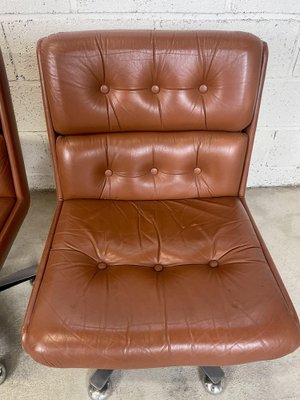 Brown Swivel Lounge Chairs, 1980s, Set of 2-AXR-1721675