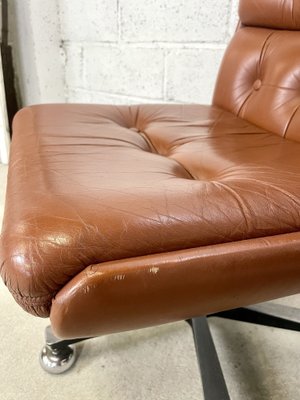 Brown Swivel Lounge Chairs, 1980s, Set of 2-AXR-1721675