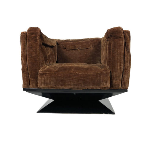 Brown Velvet Fiberglass Armchair by Luigi Pellegrin for Mim Roma, Italy, 1950s