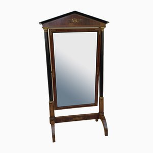 Brown Walnut Psyche Mirror-KIM-1058829