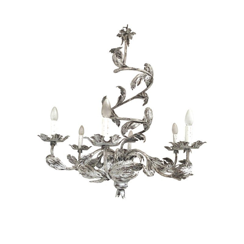 Brunish-Clay Florentine Wrought Iron Leafs Chandelier by Simoeng