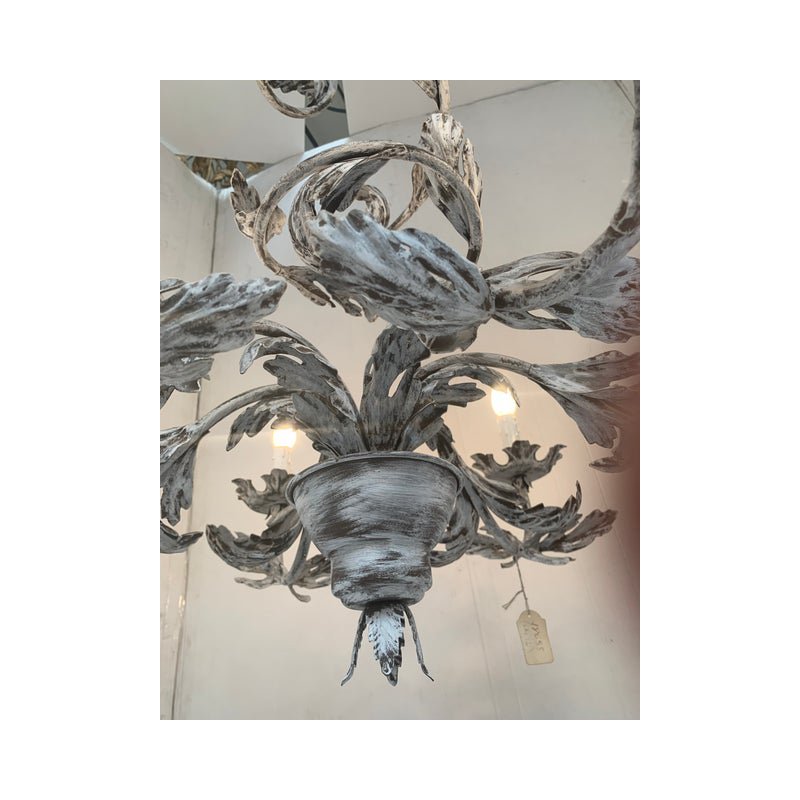 Brunish-Clay Florentine Wrought Iron Leafs Chandelier by Simoeng