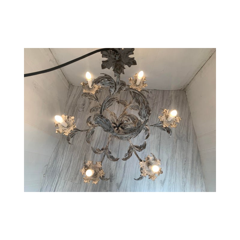 Brunish-Clay Florentine Wrought Iron Leafs Chandelier by Simoeng