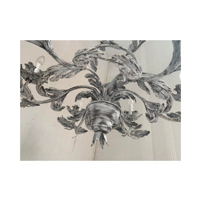 Brunish-Clay Florentine Wrought Iron Leafs Chandelier by Simoeng