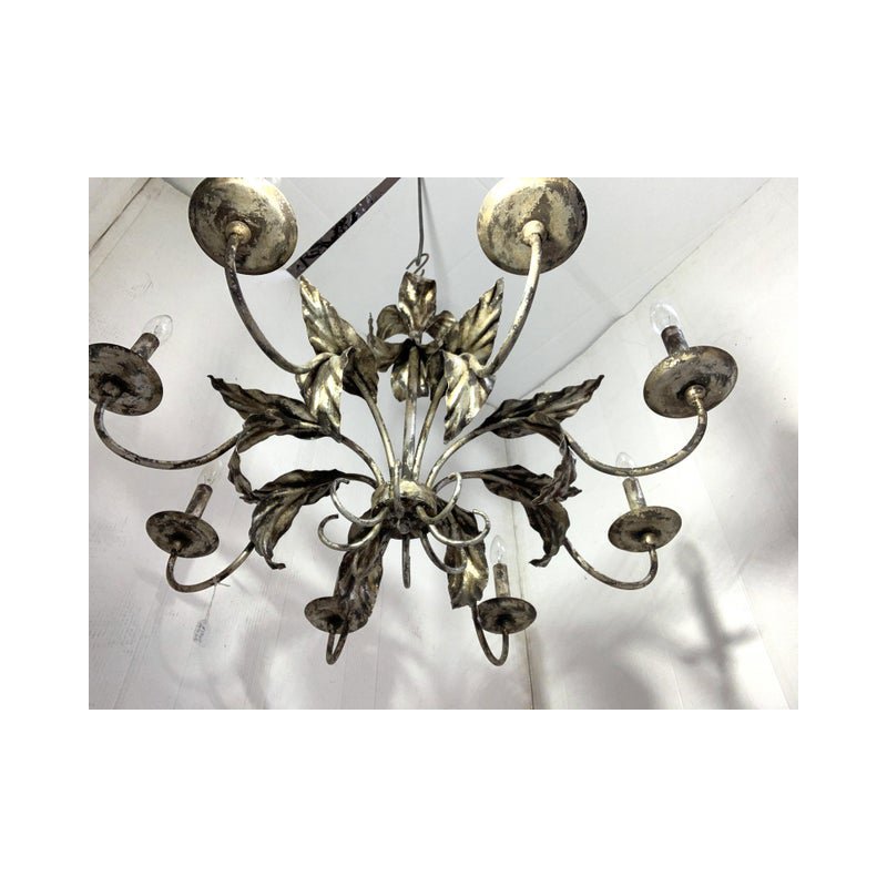 Brunish-Silver Florentine Wrought Iron Chandelier by Simoeng