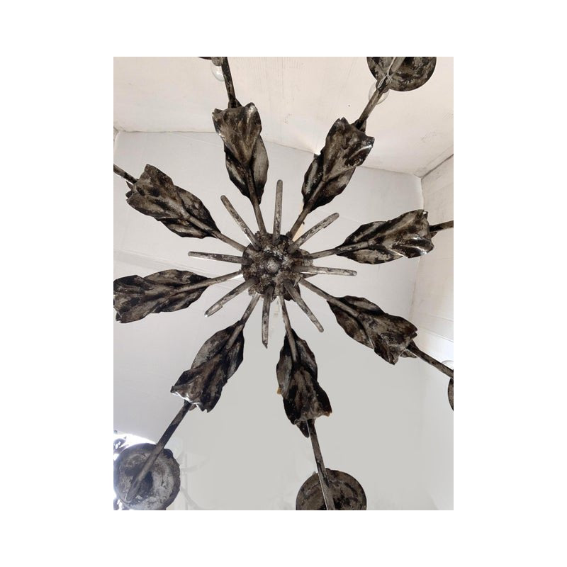 Brunish-Silver Florentine Wrought Iron Chandelier by Simoeng