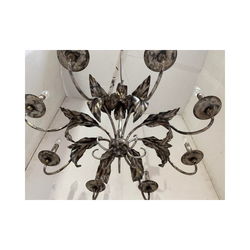 Brunish-Silver Florentine Wrought Iron Chandelier by Simoeng