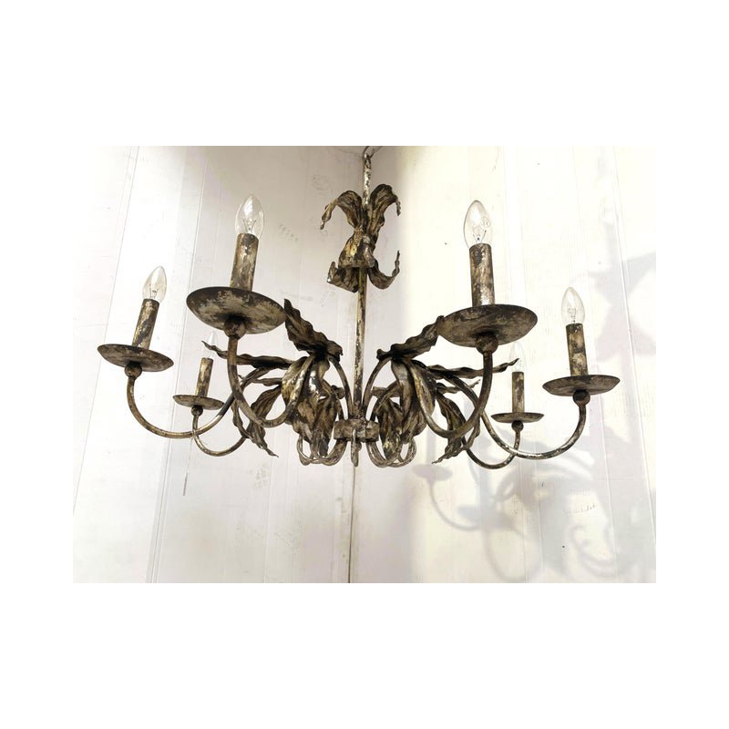 Brunish-Silver Florentine Wrought Iron Chandelier by Simoeng