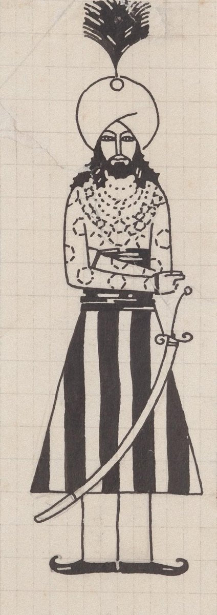 Bruno Angoletta, Arabic Prince, China Ink on Paper, 1920s