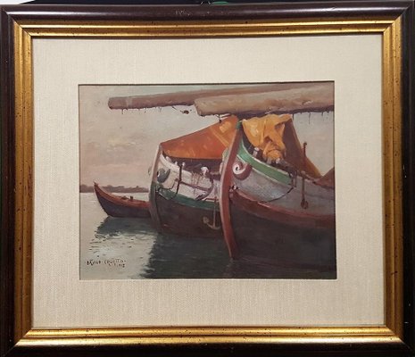 Bruno Croatto, Ships, Painting, 1938, Framed-ZCI-1769934