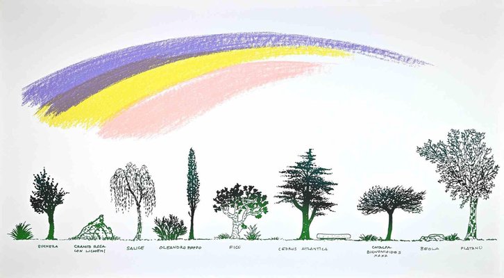 Bruno Munari, Un Viale di Alberi Diversi, Screen Print, 1980s-ZCI-1762106