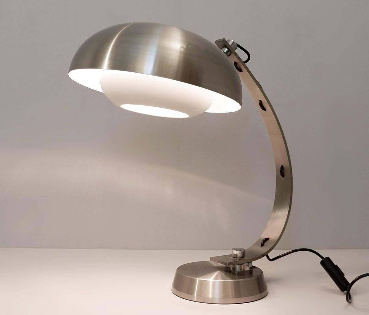 Brushed Chrome Arc Desk Lamp