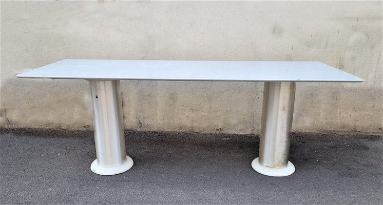 Brushed Marble and Aluminum Console by Lino Sabattini, 20th Century-SYQ-1363403