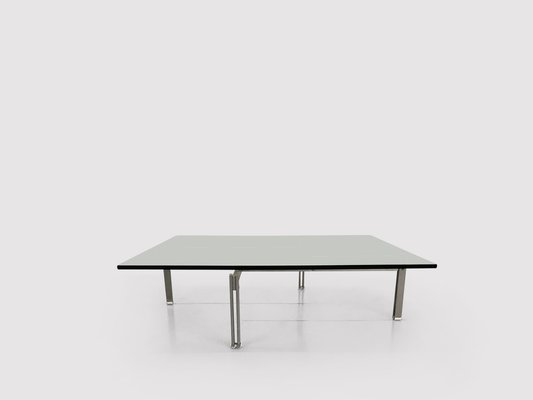 Brushed Steel & Glass Onda Coffee Table by Giovanni Offredi for Saporiti, 1970s-PDW-1396864