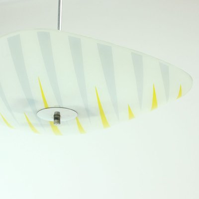 Brussels Era Glass Plate Light in Yellow and Gray Stripes from Napako, 1960s-UL-696184