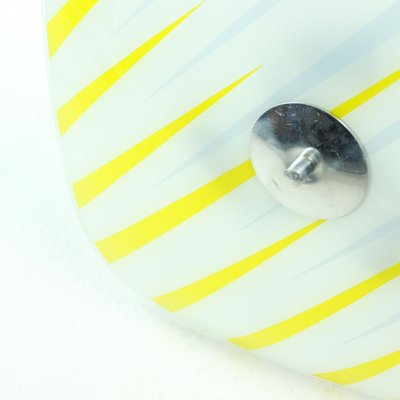 Brussels Era Glass Plate Light in Yellow and Gray Stripes from Napako, 1960s-UL-696184