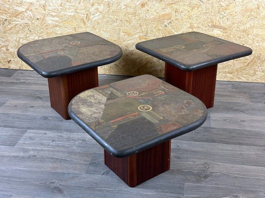 Brutal Coffee Tables with Mosaic by Paul Kingma for Kneip, 1980s, Set of 3-EJL-1723950