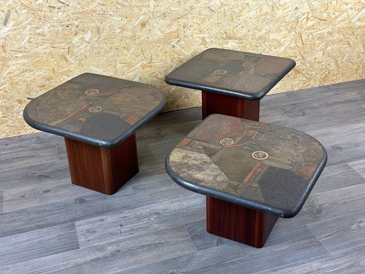 Brutal Coffee Tables with Mosaic by Paul Kingma for Kneip, 1980s, Set of 3-EJL-1723950