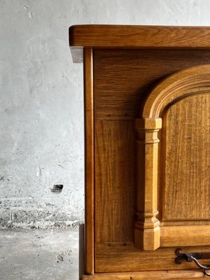 Brutalist 1 Door Oak and Brass Cabinet-PDG-1999477