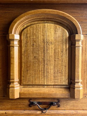 Brutalist 1 Door Oak and Brass Cabinet-PDG-1999477