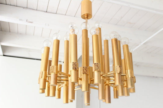 Brutalist 25-Light Chandelier by Angelo Brotto for Esperia, 1970s