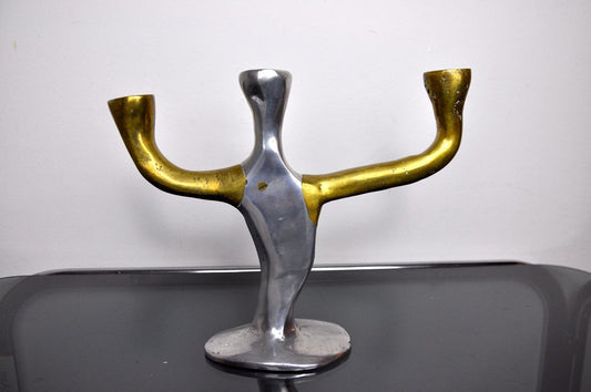 Brutalist 3 Armed Candlestick by David Marshall, Spain, 1970s